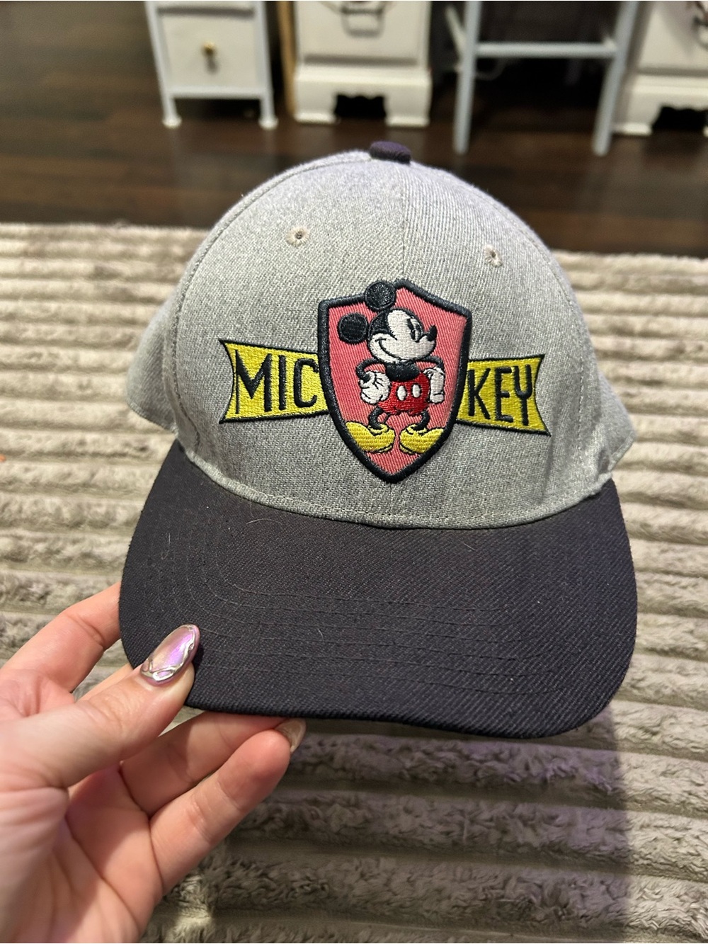 Vintage Disney Gray and Black Mickey Patch Baseball Hat